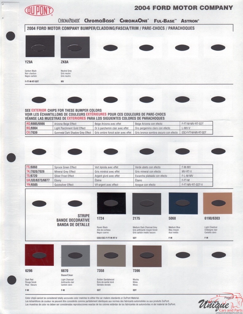 2004 Ford Paint Charts DuPont 5